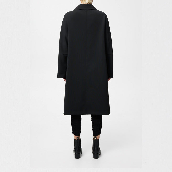 Black Bark Embroidered Scuba Coat