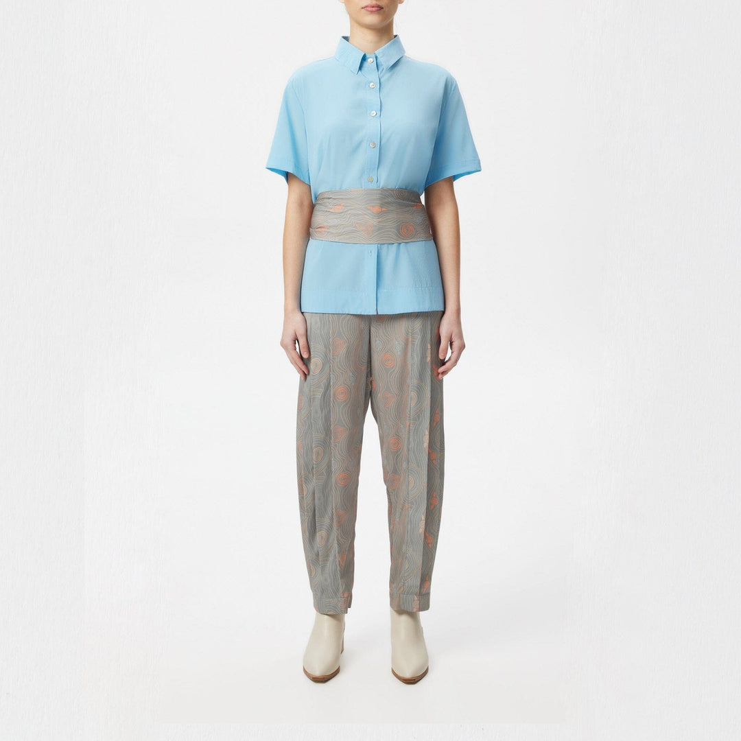 Murrandi Grey Pleated Silk Pant
