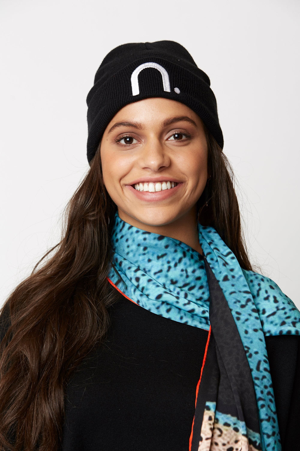 Black Beanie with White Logo