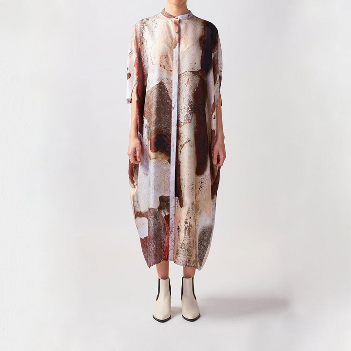 Shadow Bark Silk Button Kaftan