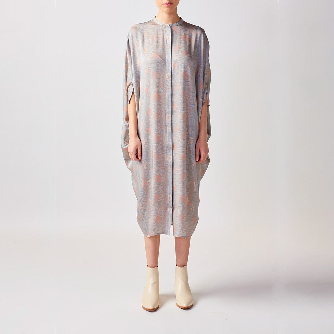 Murrandi Grey Button Silk Kaftan
