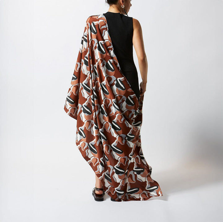 Country Texture Brown Silk Scarf