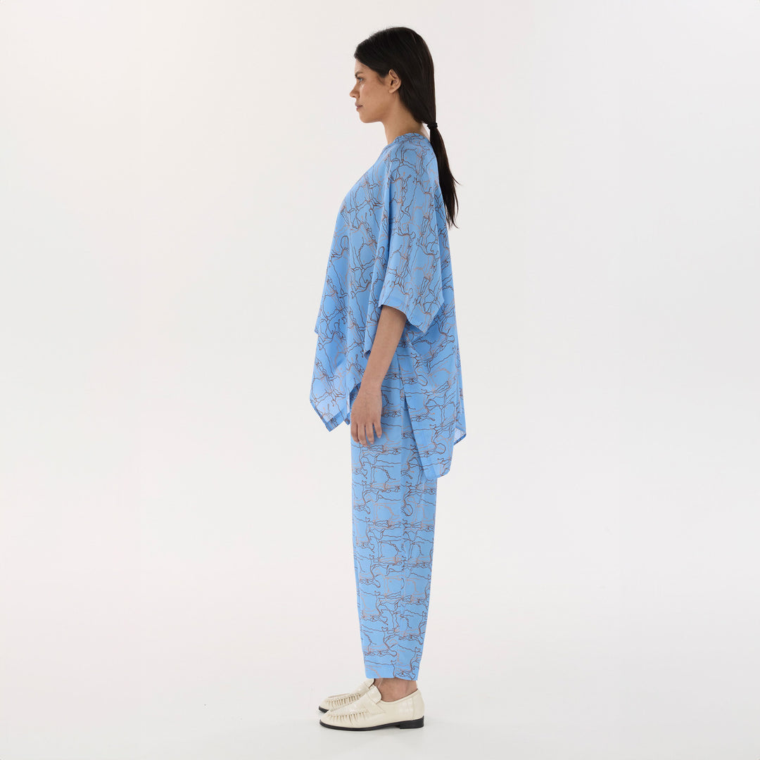 Blue Journey Silk Poncho