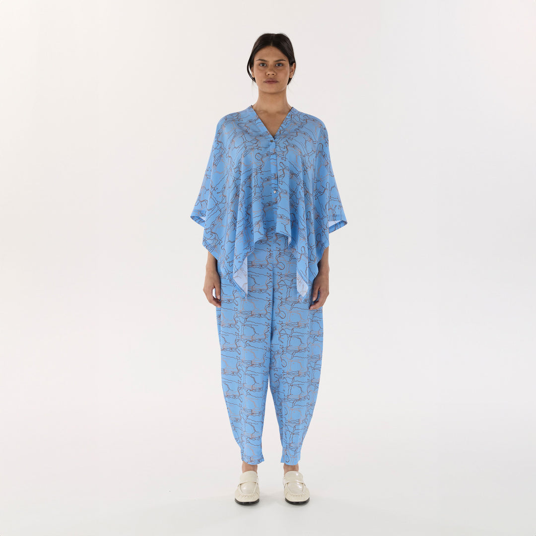 Blue Journey Silk Poncho
