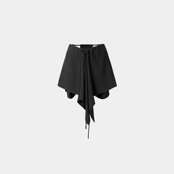 Drawstring Silk Scarf/Top/Skirt Black