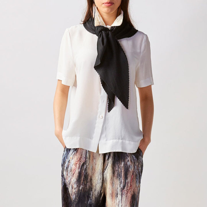 Black Bark Pleated Scarf