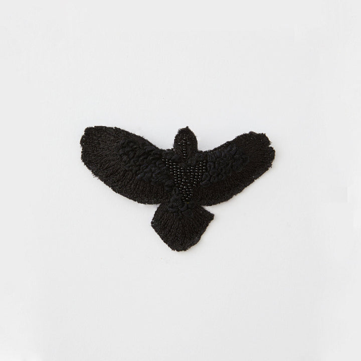 Large Black Embroidered Bunjil Brooch