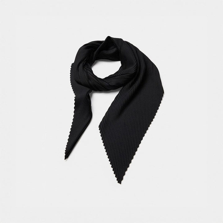 Black Bark Pleated Scarf