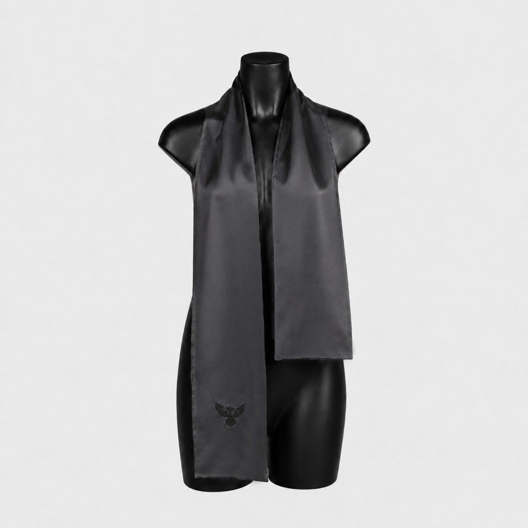 Black Emb Bunjil Silk Satin NeckScarf