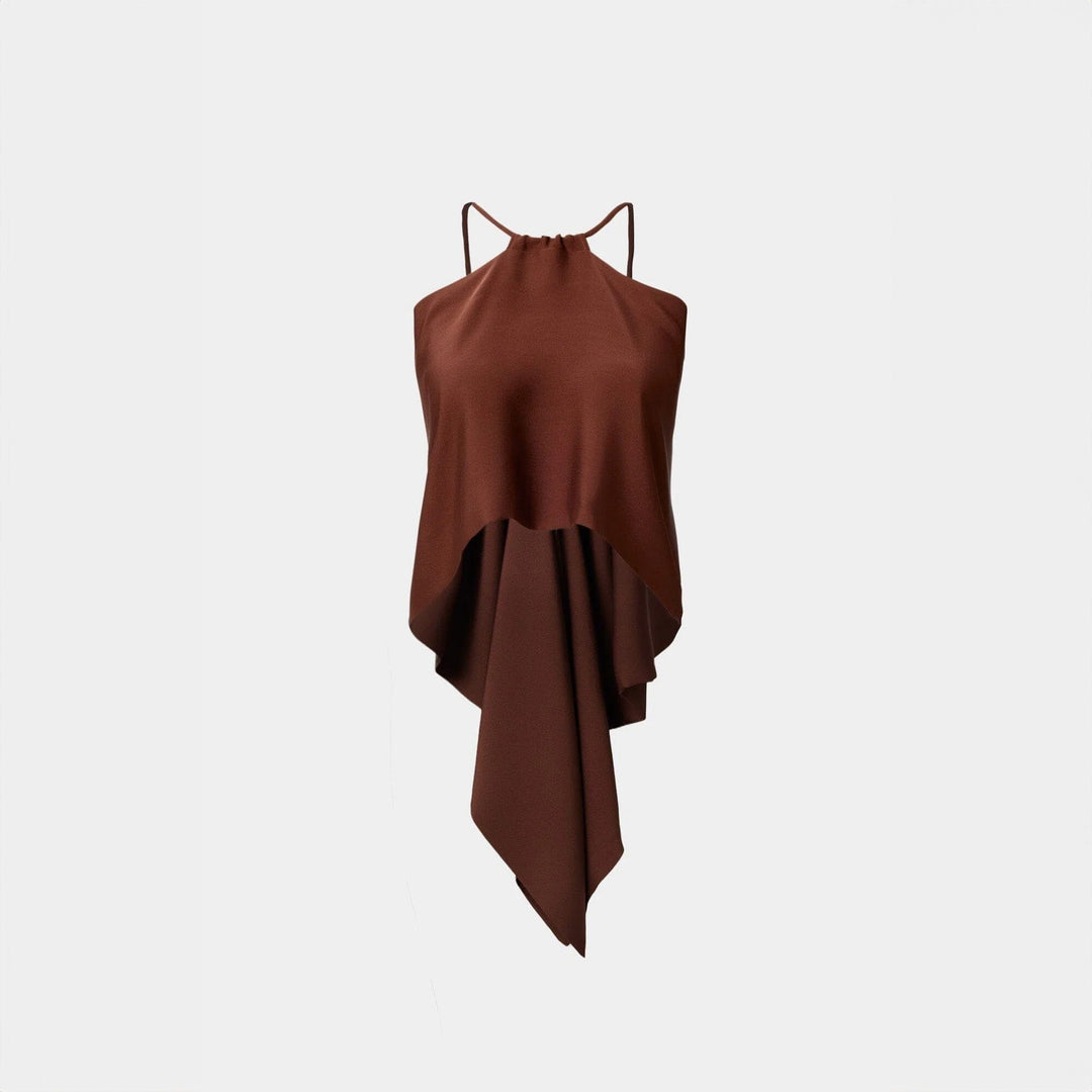 Drawstring Silk Top/Scarf/Skirt Brown