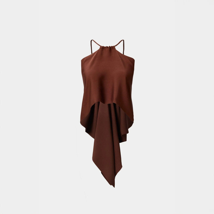 Drawstring Silk Top/Scarf/Skirt Brown