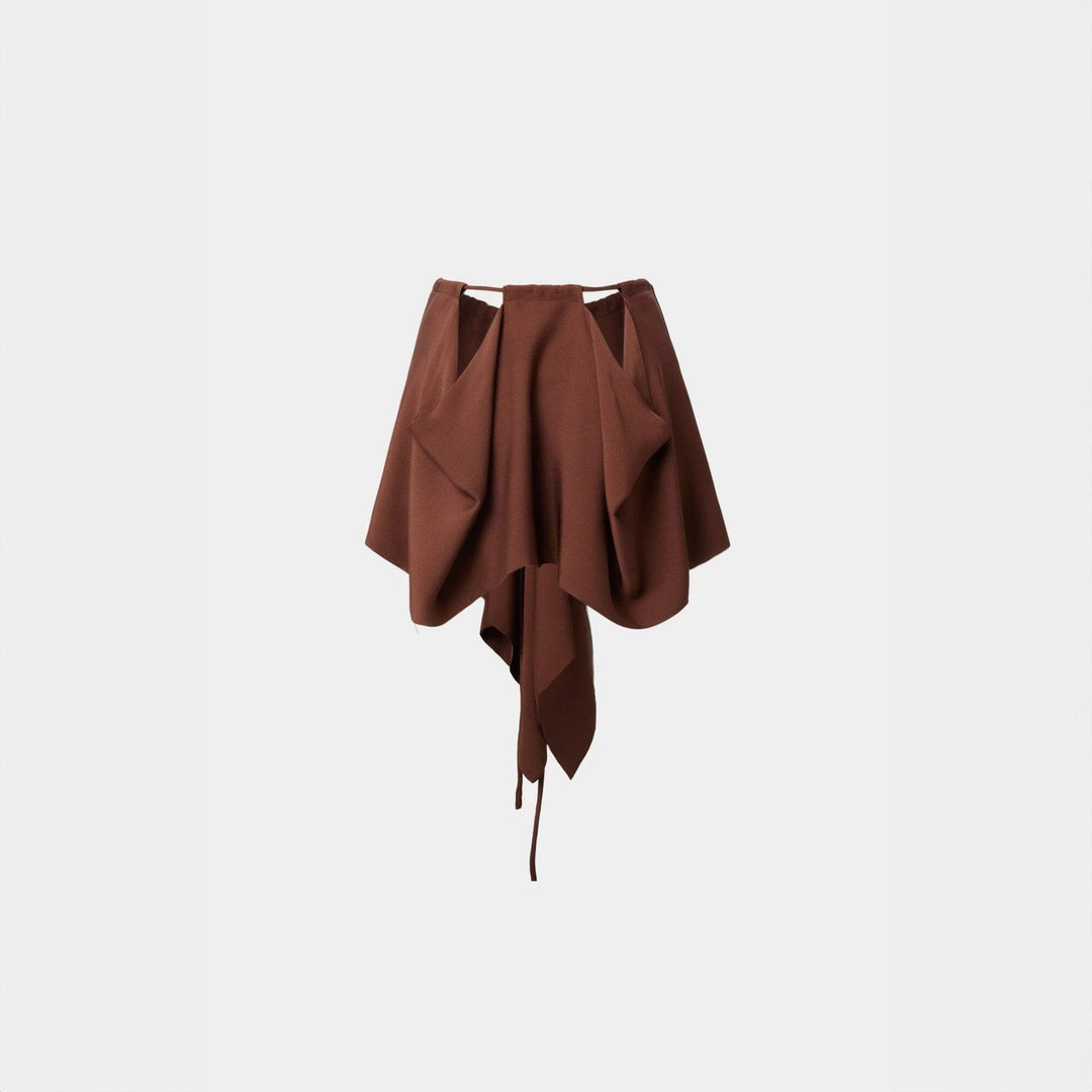 Drawstring Silk Top/Scarf/Skirt Brown