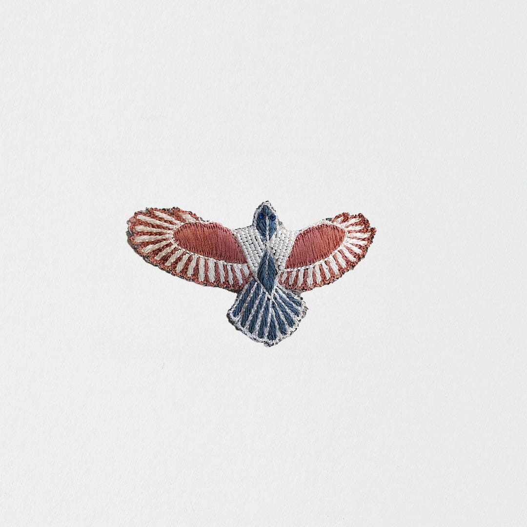 SML Dusky Pink Embroidered Brooch Set