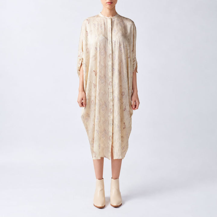 Murrandi Cream Silk Button Kaftan