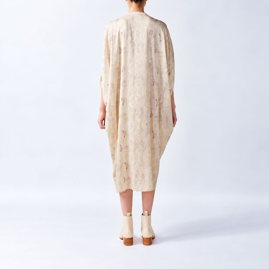Murrandi Cream Silk Button Kaftan