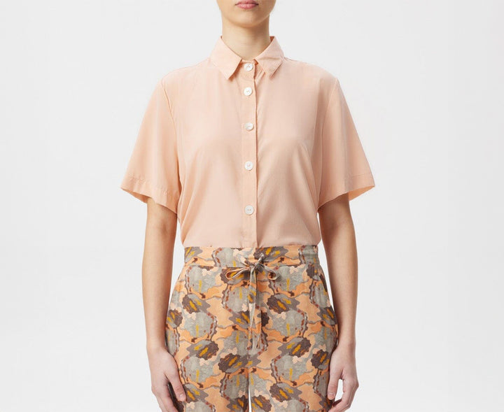 Silk Short Sleeve Shirt - Dusky