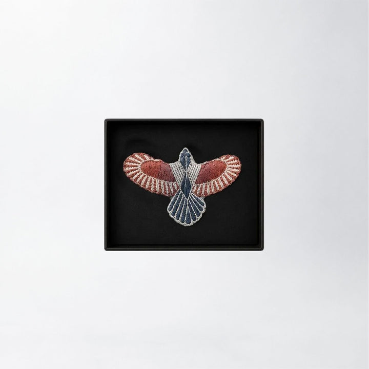 Small Dusky Pink Embroidered Bunjil Brooch