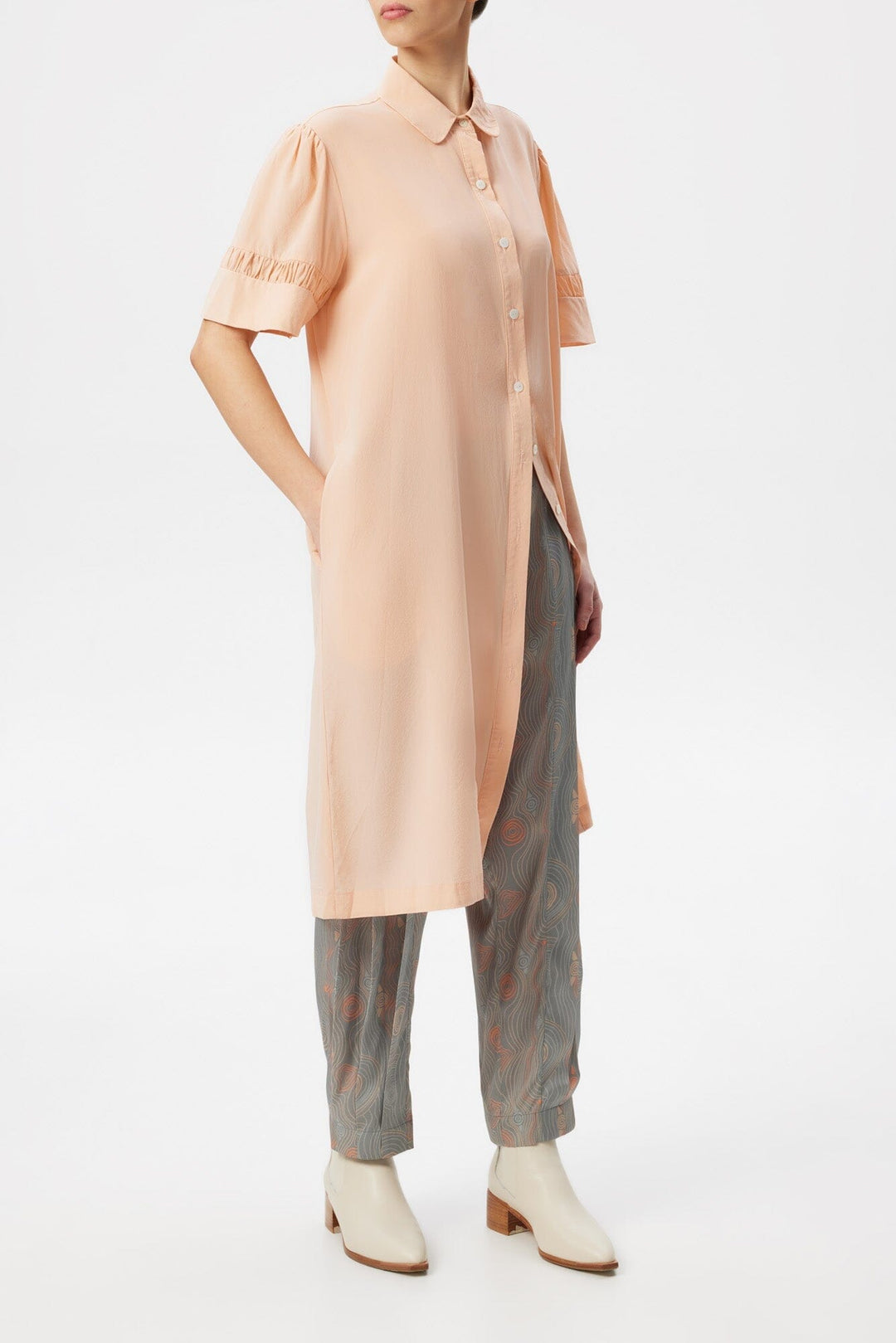 Dusky Silk A-line Shirt Dress