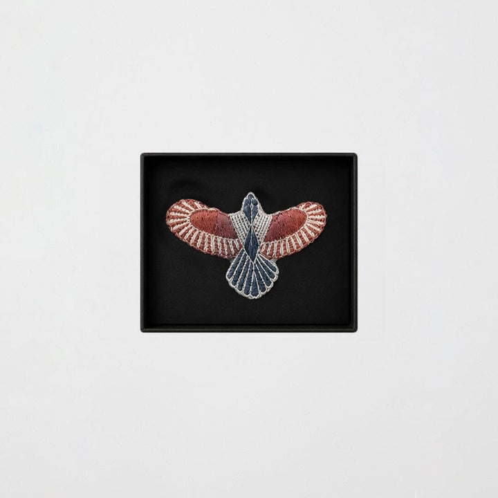 Small Dusky Pink Embroidered Bunjil Brooch