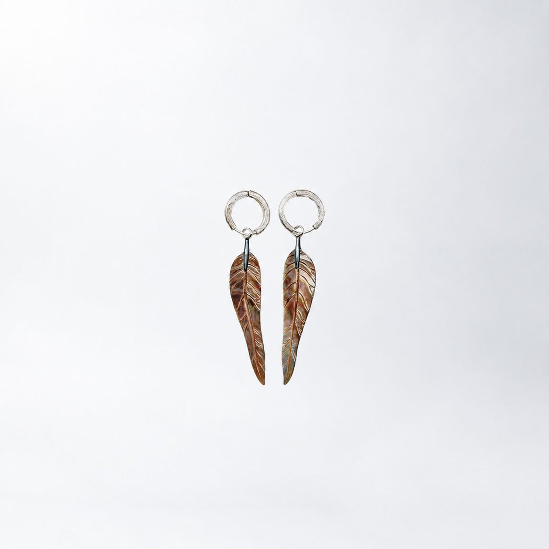 Carved Gum Leaf Earrings Set
