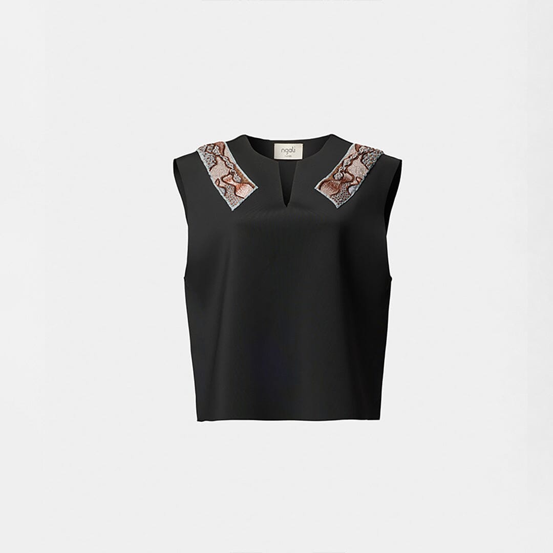 Brown Embroidered Scuba Vest