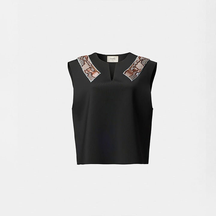 Brown Embroidered Scuba Vest