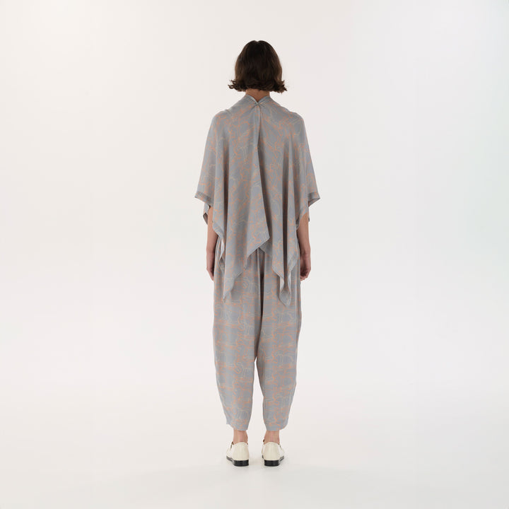 Grey Journey Silk Poncho