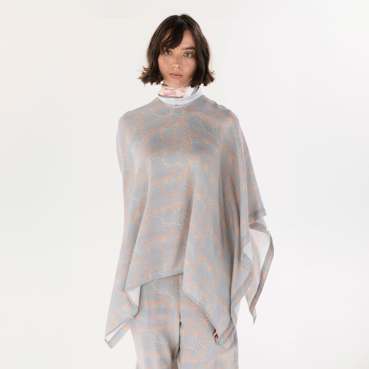 Grey Journey Silk Poncho