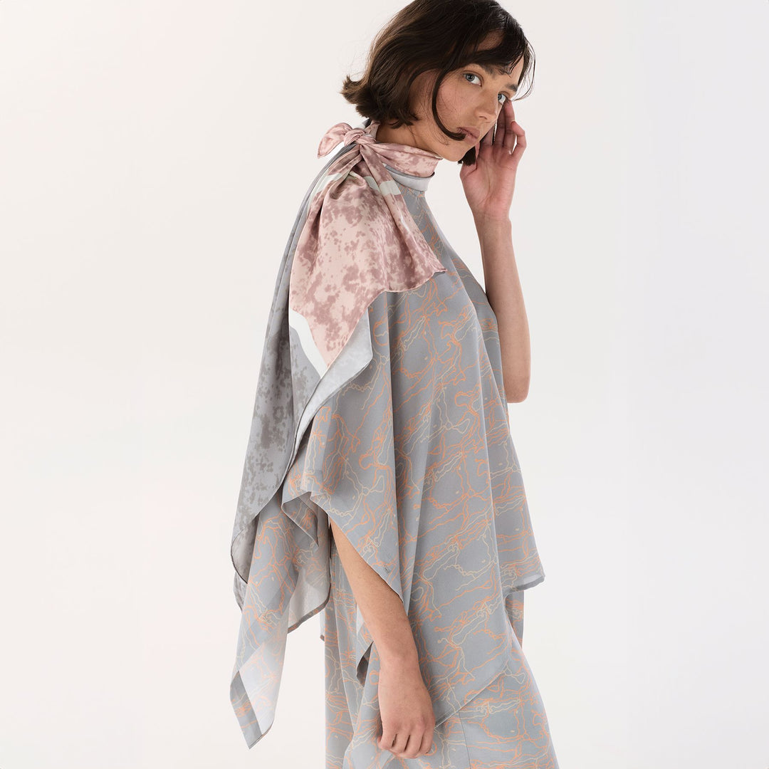 Grey Journey Silk Poncho