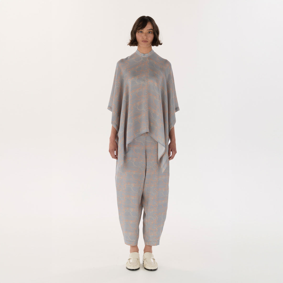 Grey Journey Silk Poncho