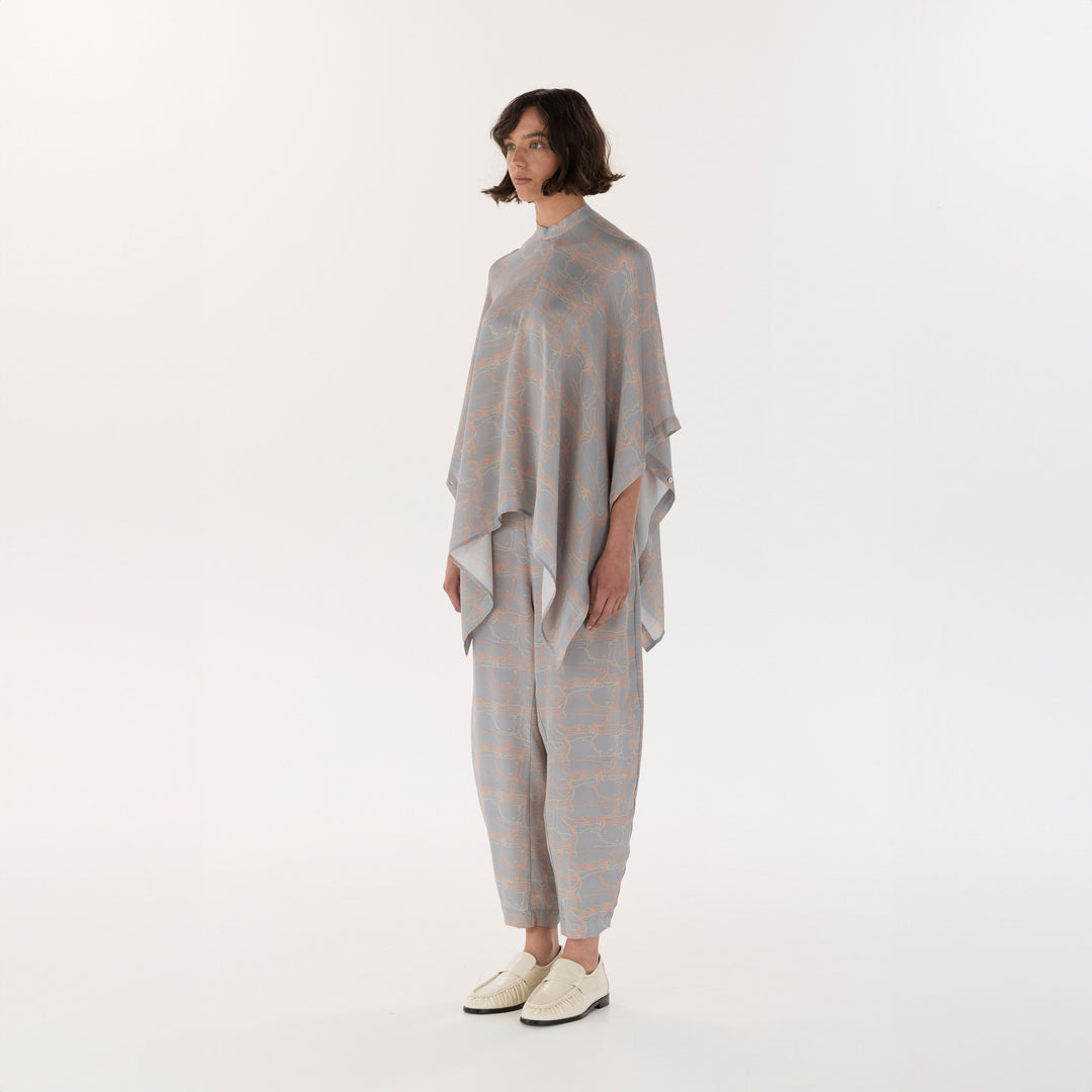 Grey Journey Silk Poncho