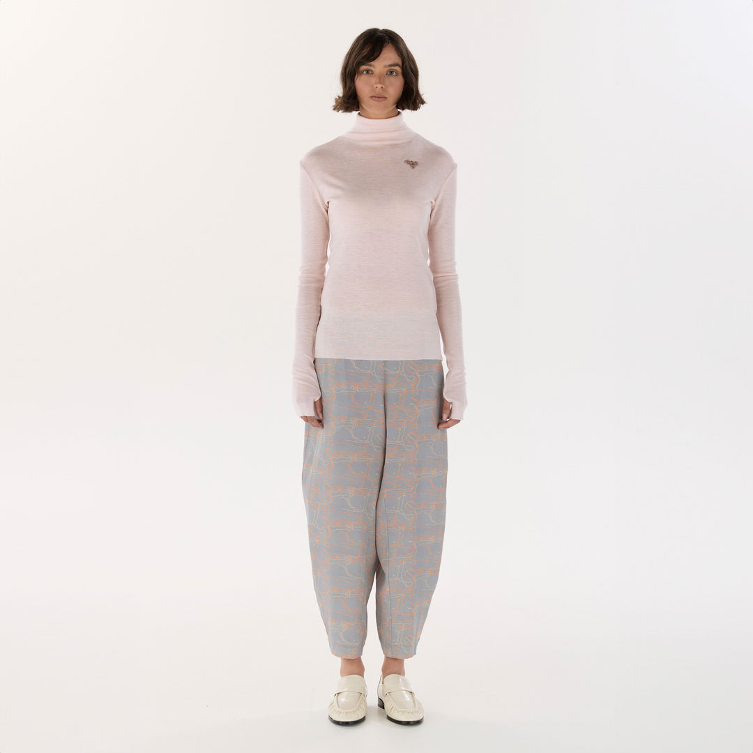 Grey Journey Barrel Leg Silk Pant