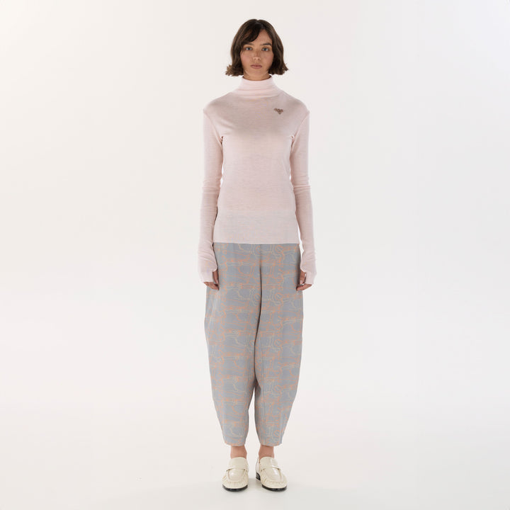 Grey Journey Barrel Leg Silk Pant