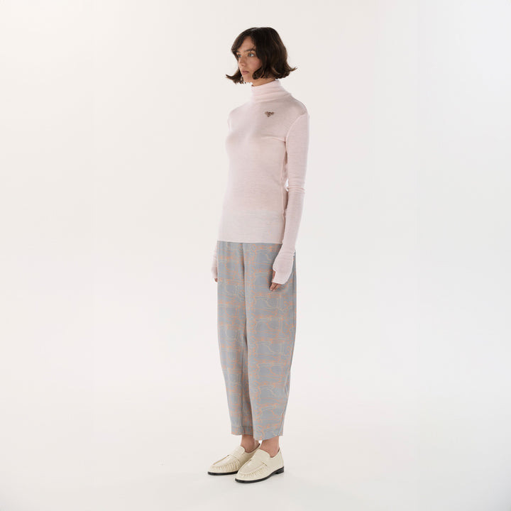 Grey Journey Barrel Leg Silk Pant
