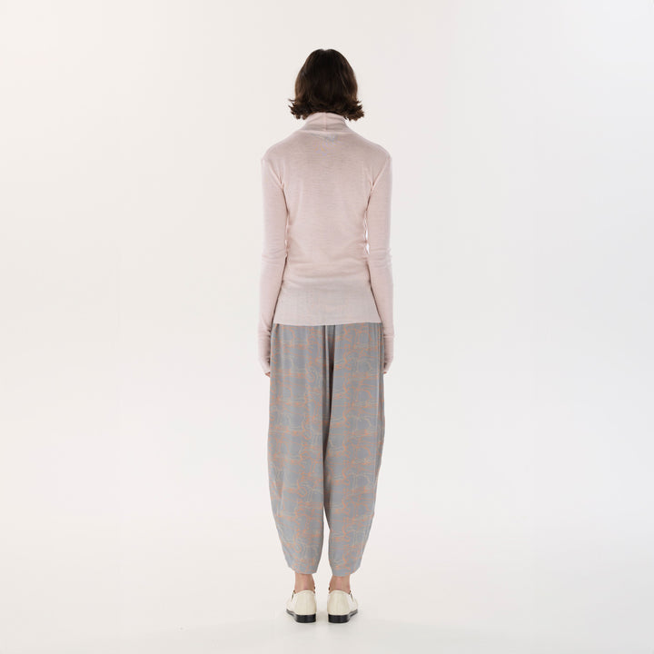 Grey Journey Barrel Leg Silk Pant