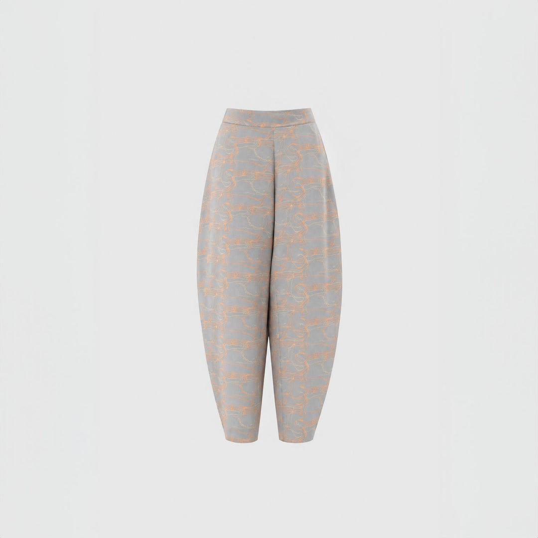 Grey Journey Barrel Leg Silk Pant