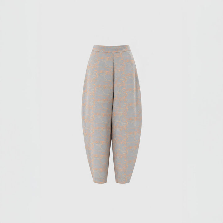 Grey Journey Barrel Leg Silk Pant