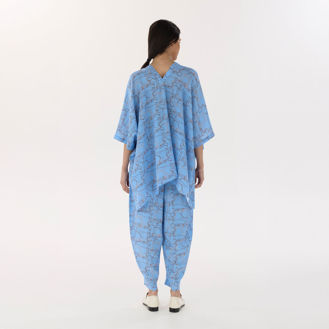 Blue Journey Silk Poncho