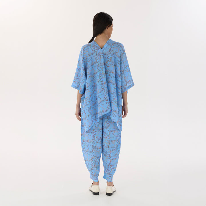 Blue Journey Silk Poncho