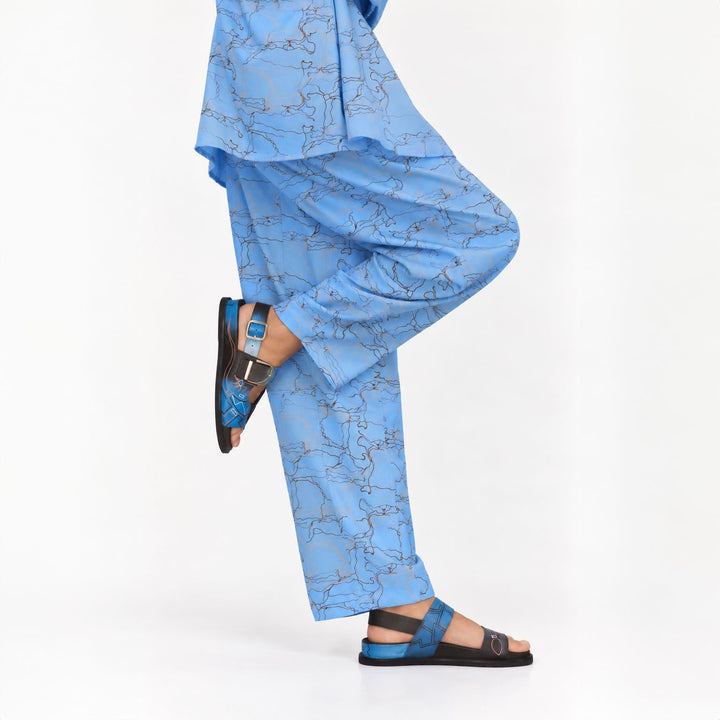 Blue Journey Barrel Leg Silk Pant