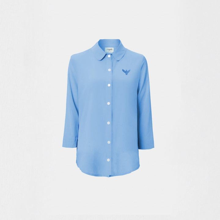 Long Sleeve Silk Shirt Sky