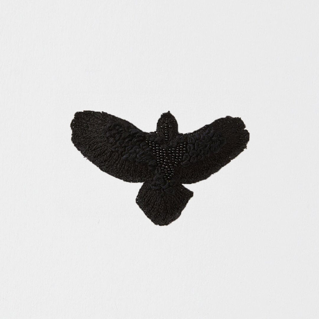 Large Black Embroidered Brooch Set