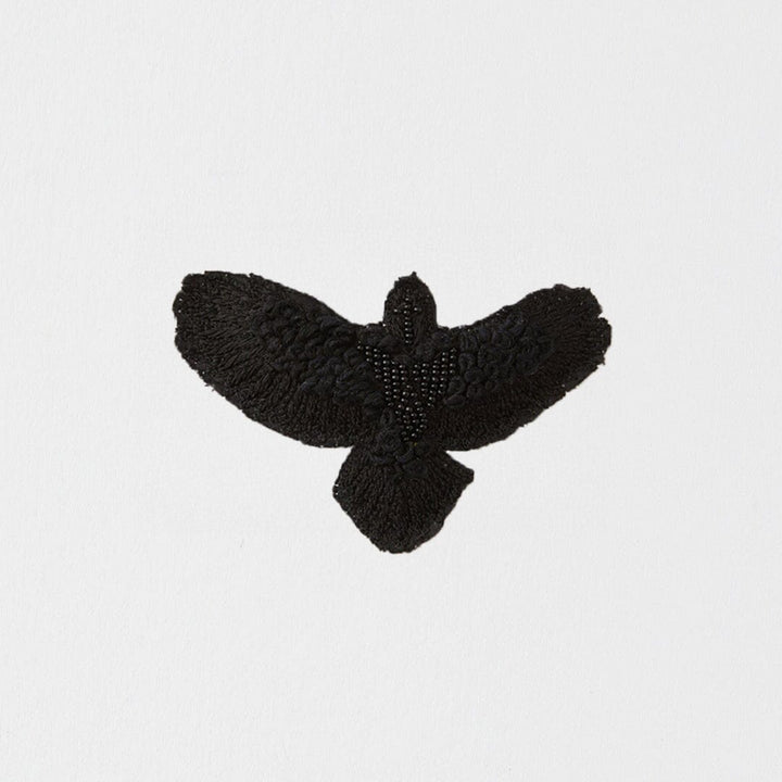 Large Black Embroidered Brooch Set