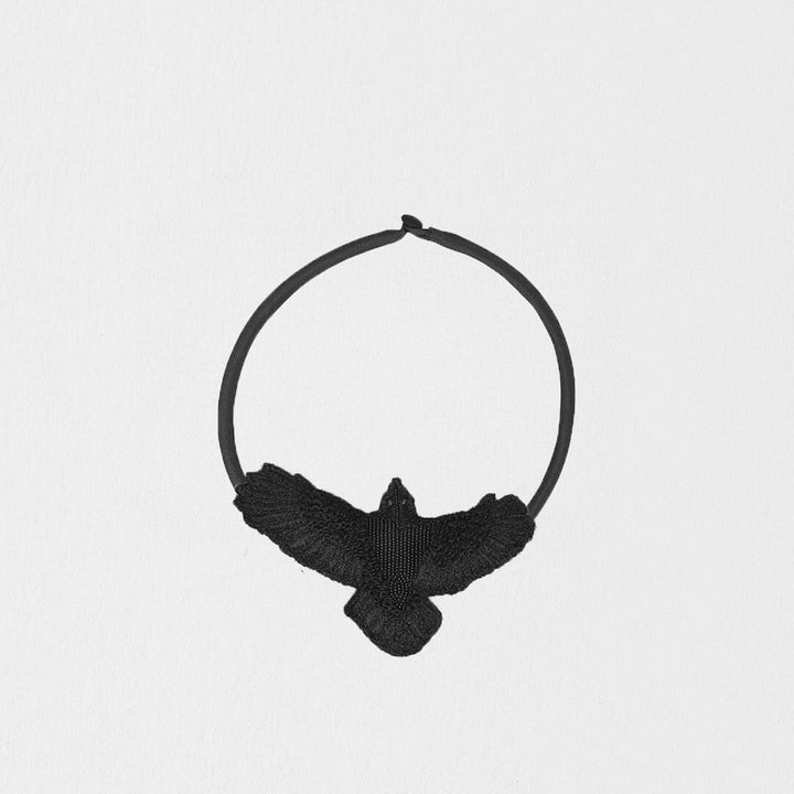 Large Black Embroidered Bunjil Pendant