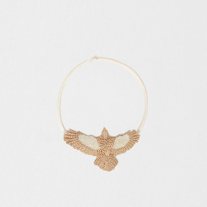 Large Cream/Taupe Embroidered Bunjil Pendant