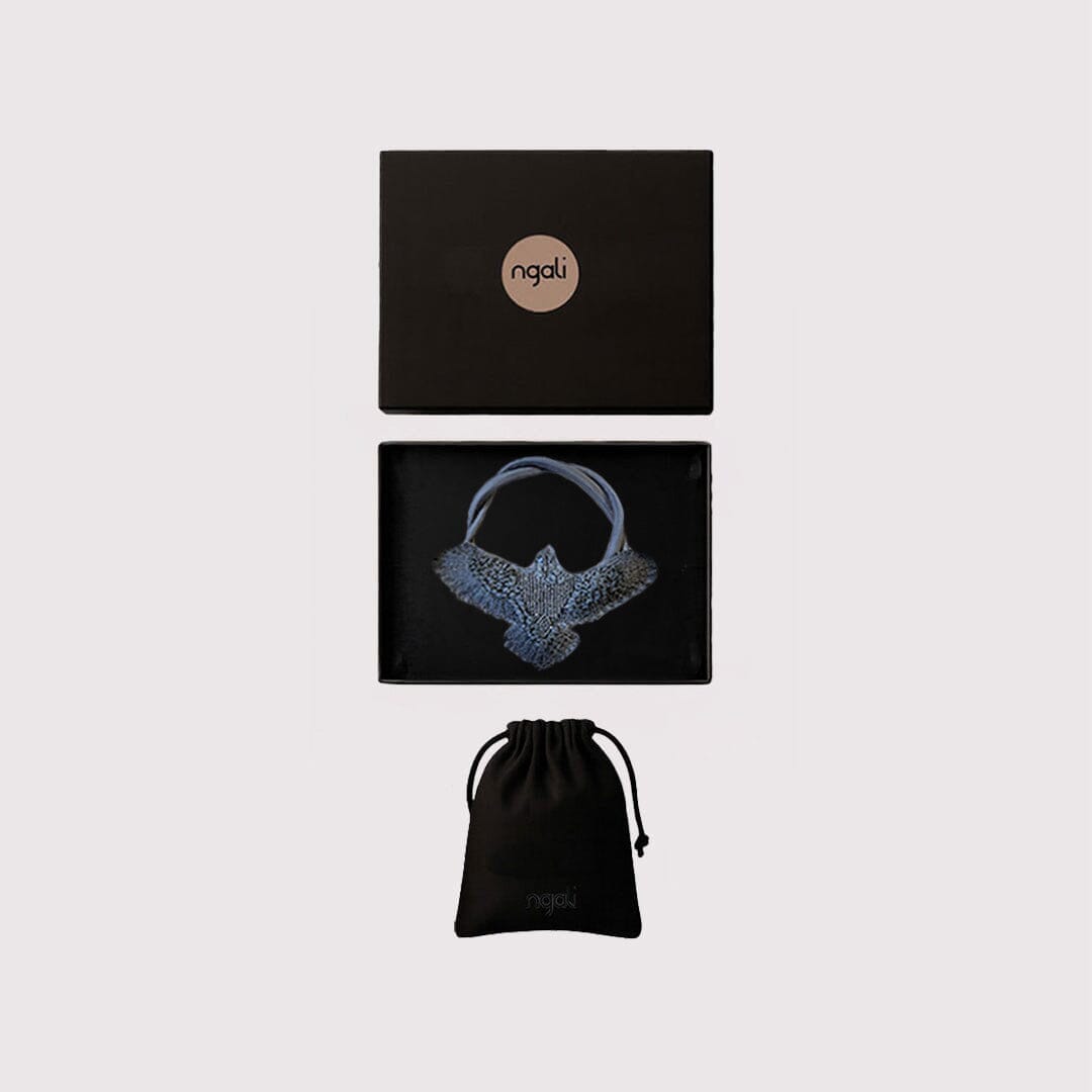 Large Black Embroidered Bunjil Pendant