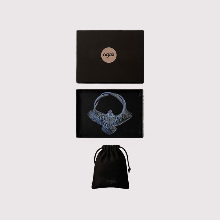 Large Black Embroidered Bunjil Pendant