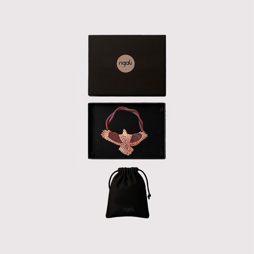 Large Brown/Mocha Embroidered Bunjil Pendant