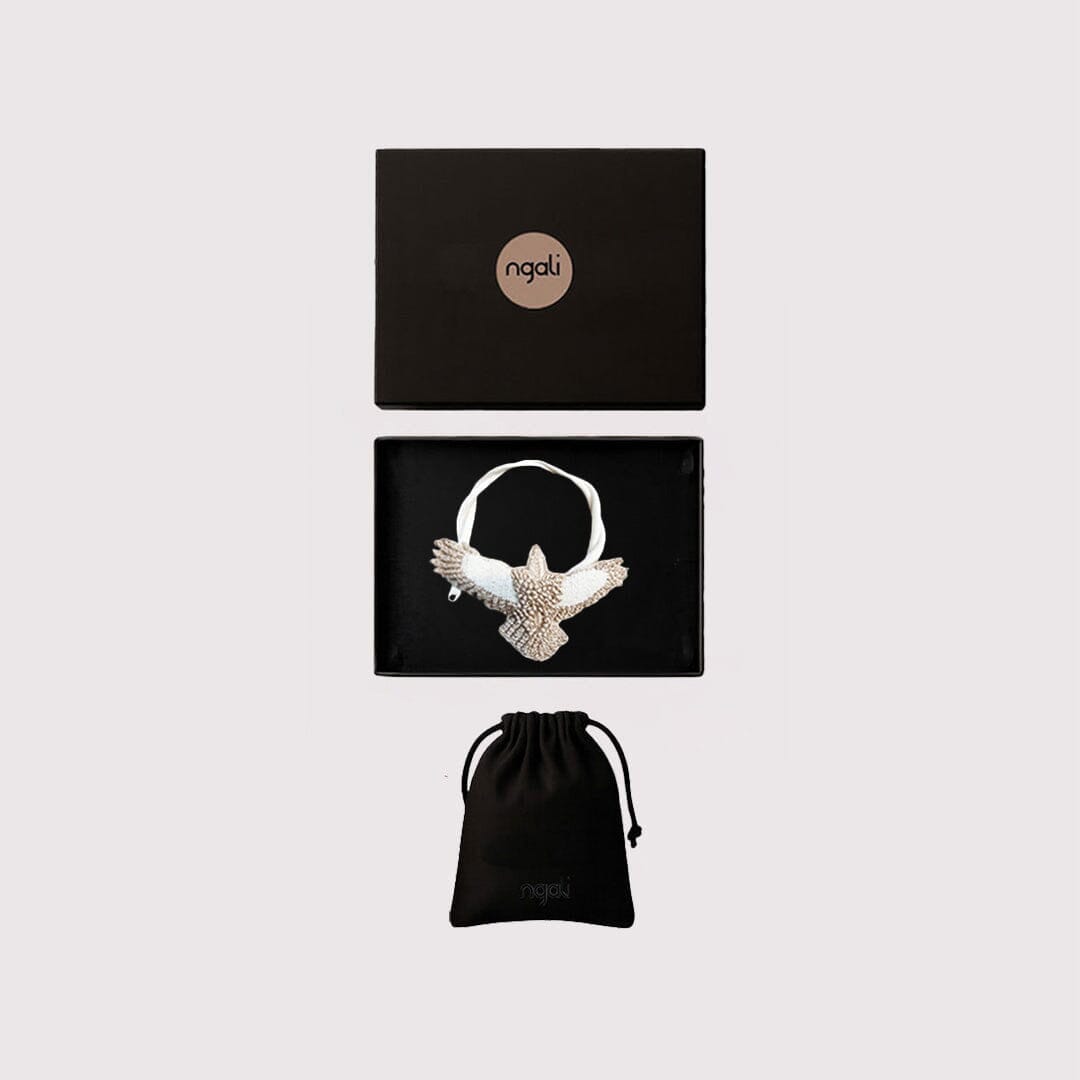 Large Cream/Taupe Embroidered Bunjil Pendant