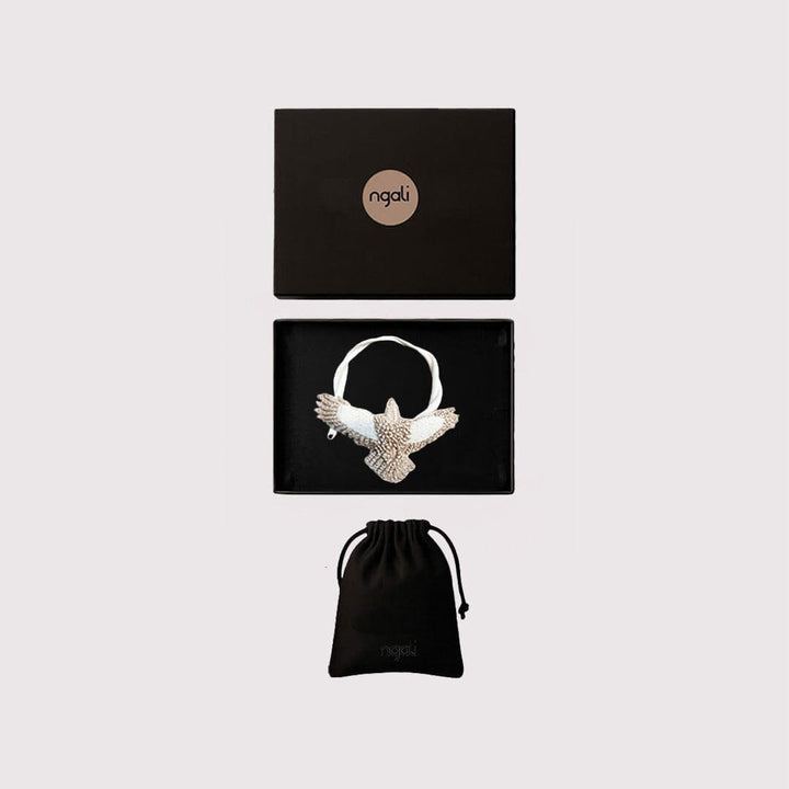 Large Cream/Taupe Embroidered Bunjil Pendant